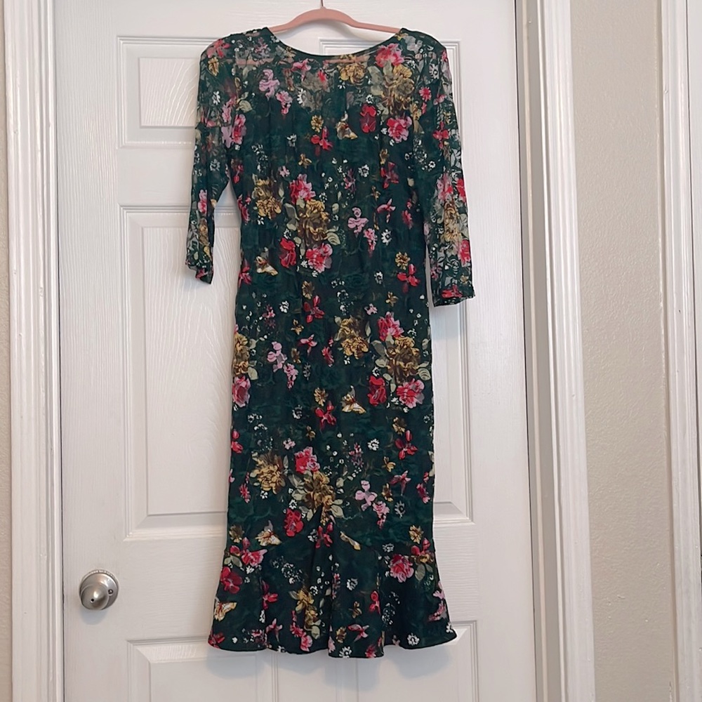 Green floral lace dress NWT
